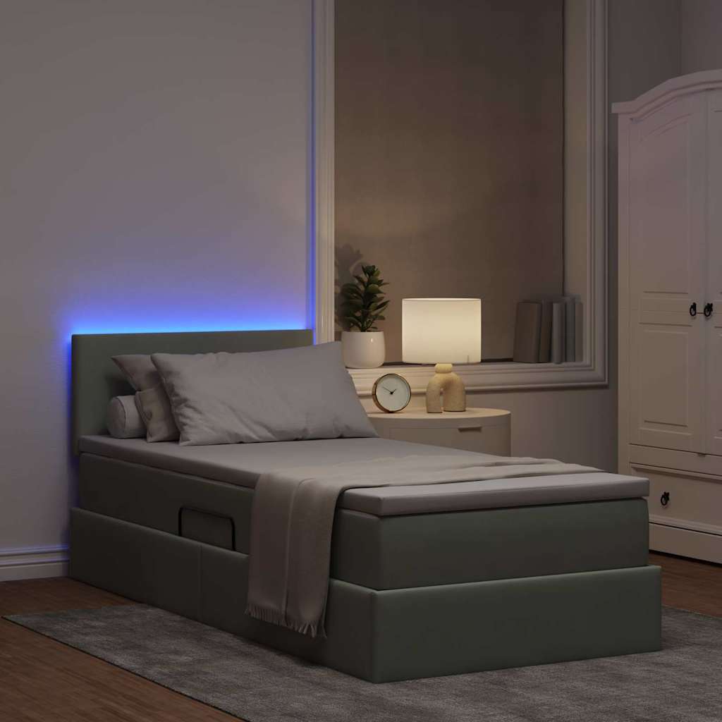 Lit de rangement LED avec matelas Gris clair 90 x 200 cm - XIOS
