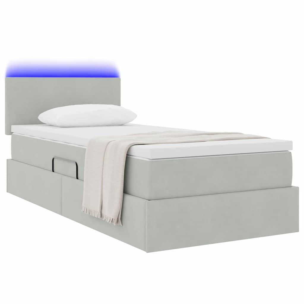 Lit de rangement LED avec matelas Gris clair 100 x 200 cm - XIOS