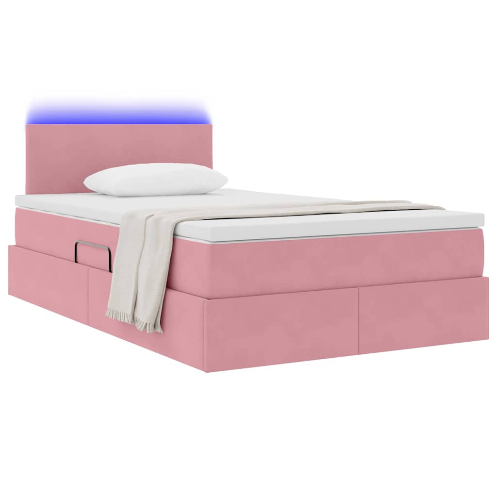 Lit avec rangement et LED Rose 120 x 190 cm Velours - XIOS