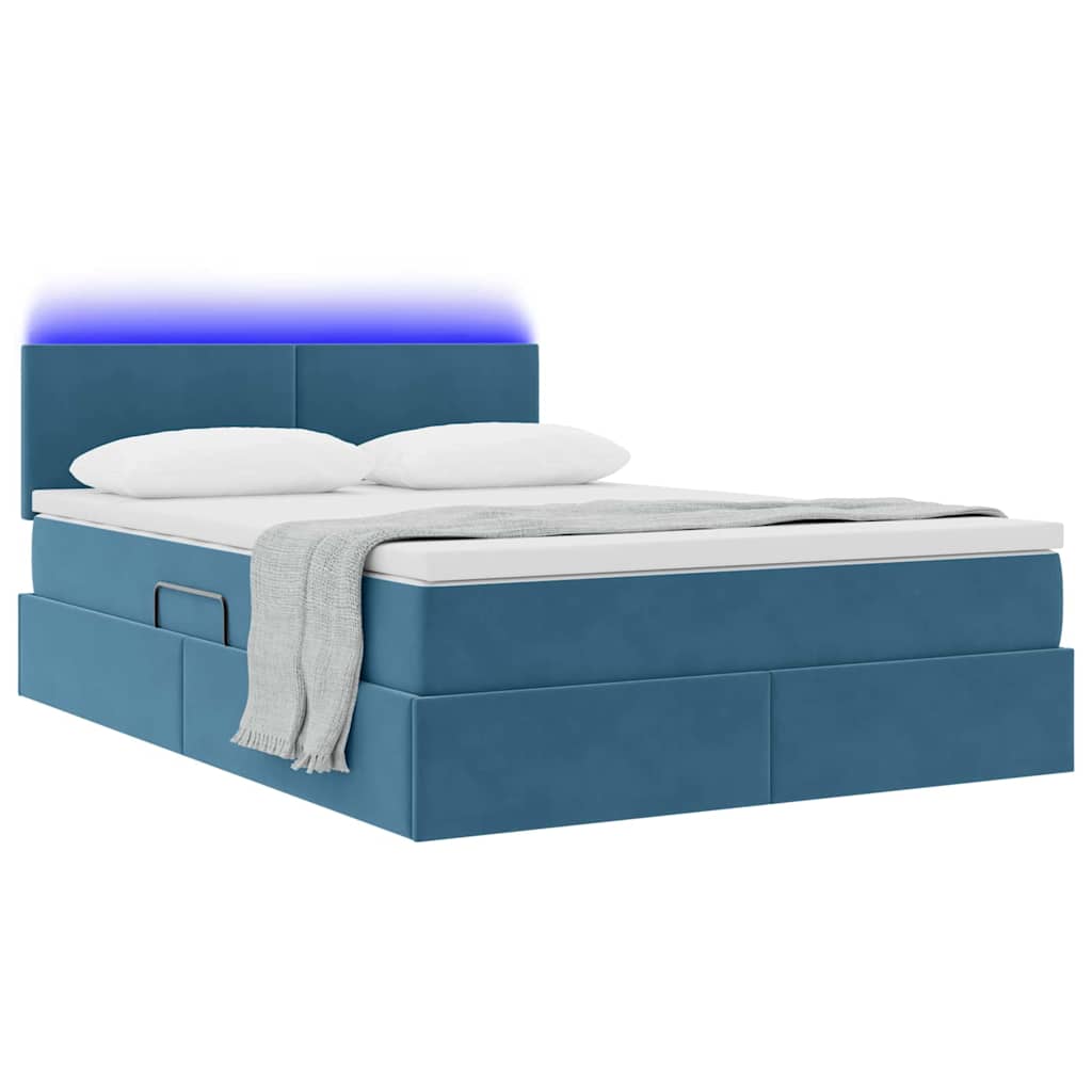 Lit de rangement LED avec matelas Bleu foncé 140 x 200 cm