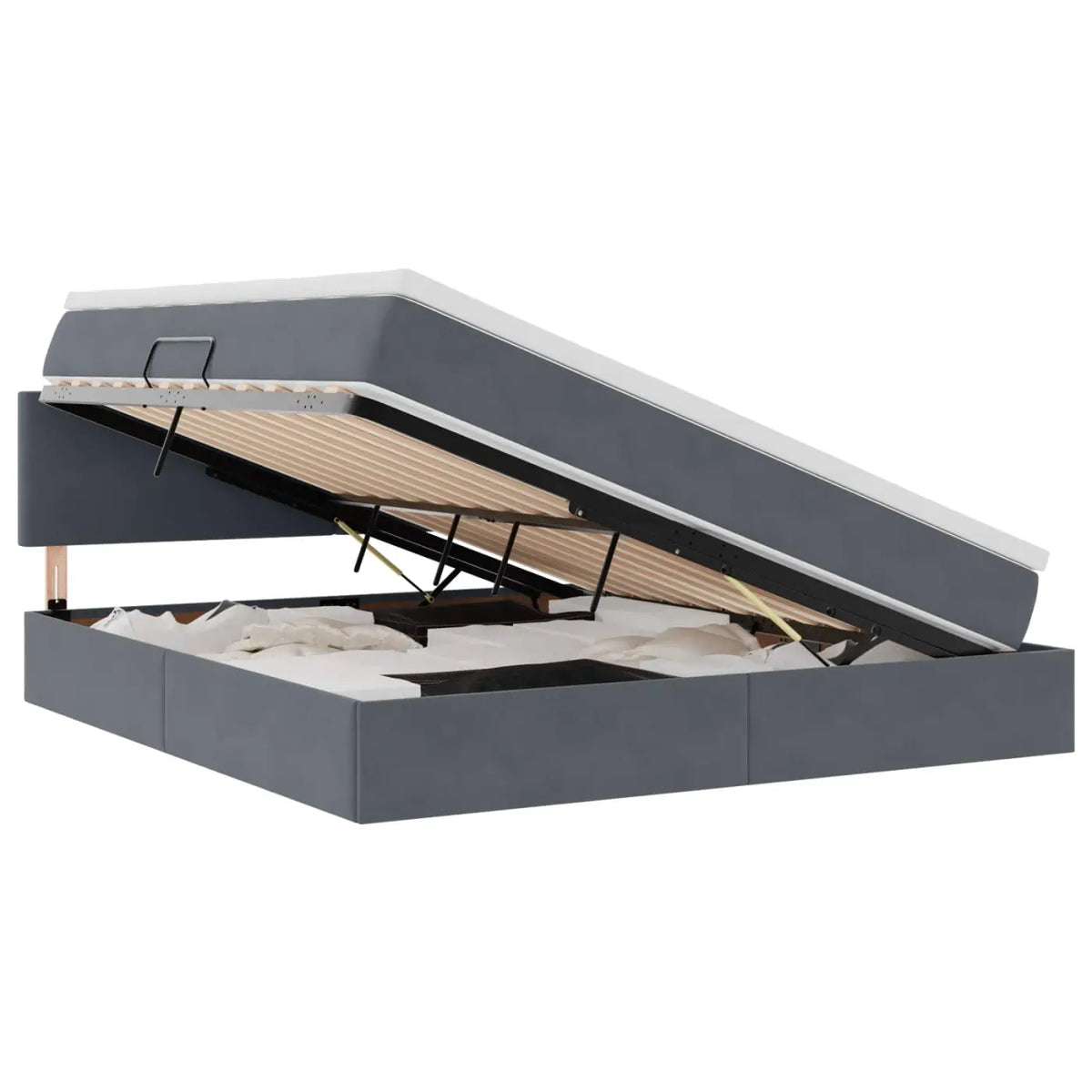 Lit de rangement LED avec matelas Gris foncé 160 x 200 cm - XIOS