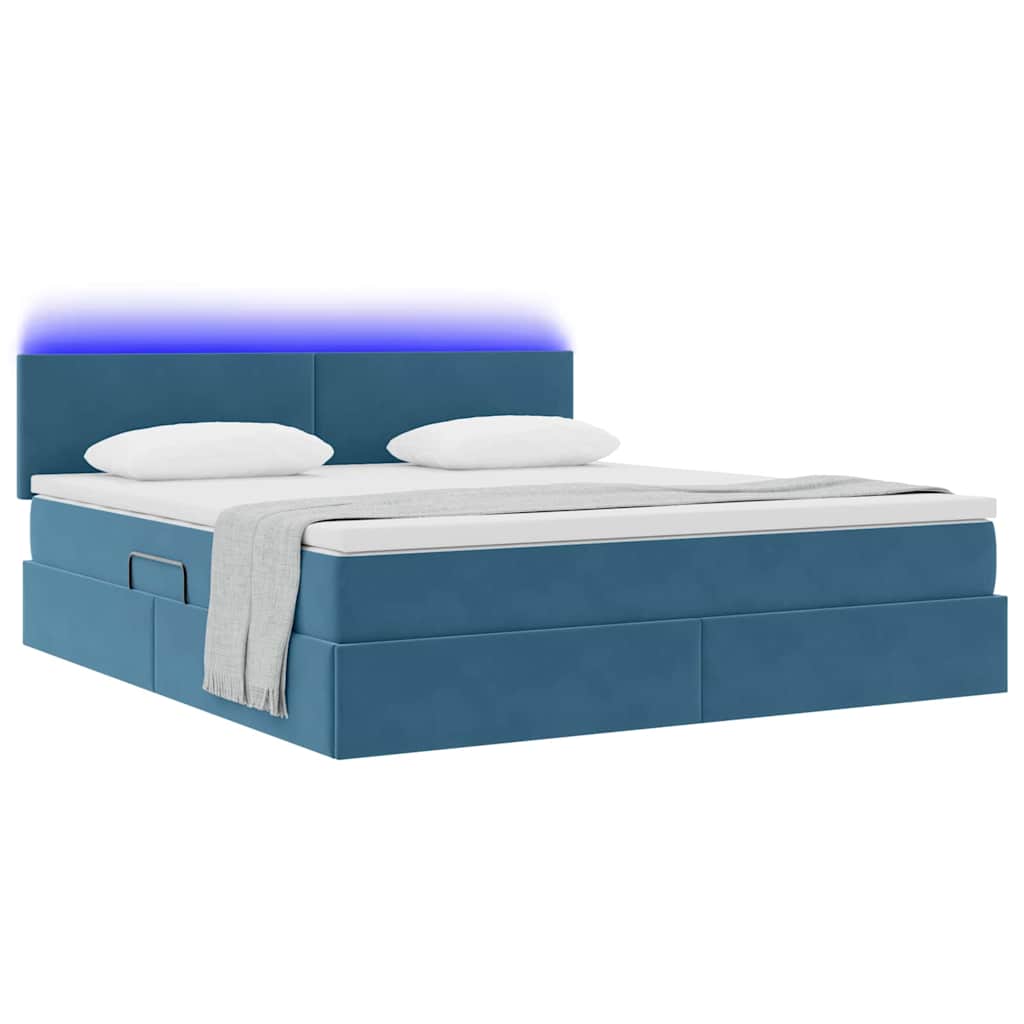 Lit de rangement LED avec matelas Bleu foncé 160 x 200 cm