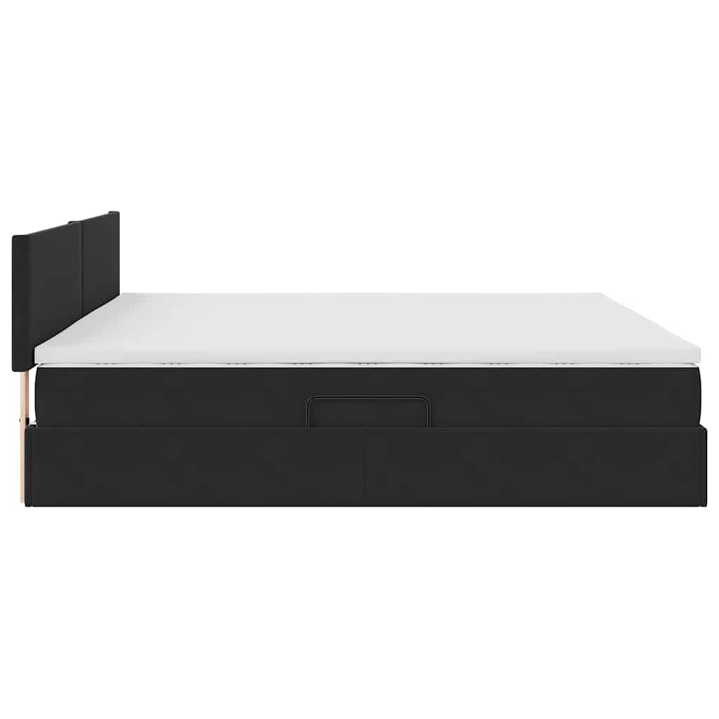Lit avec rangement et LED avec LED Noir 200 x 200 cm Velours - XIOS