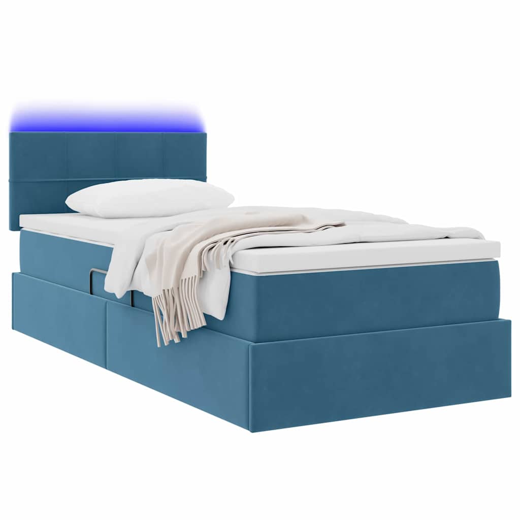 Lit de rangement LED avec matelas Bleu foncé 90 x 190 cm - XIOS