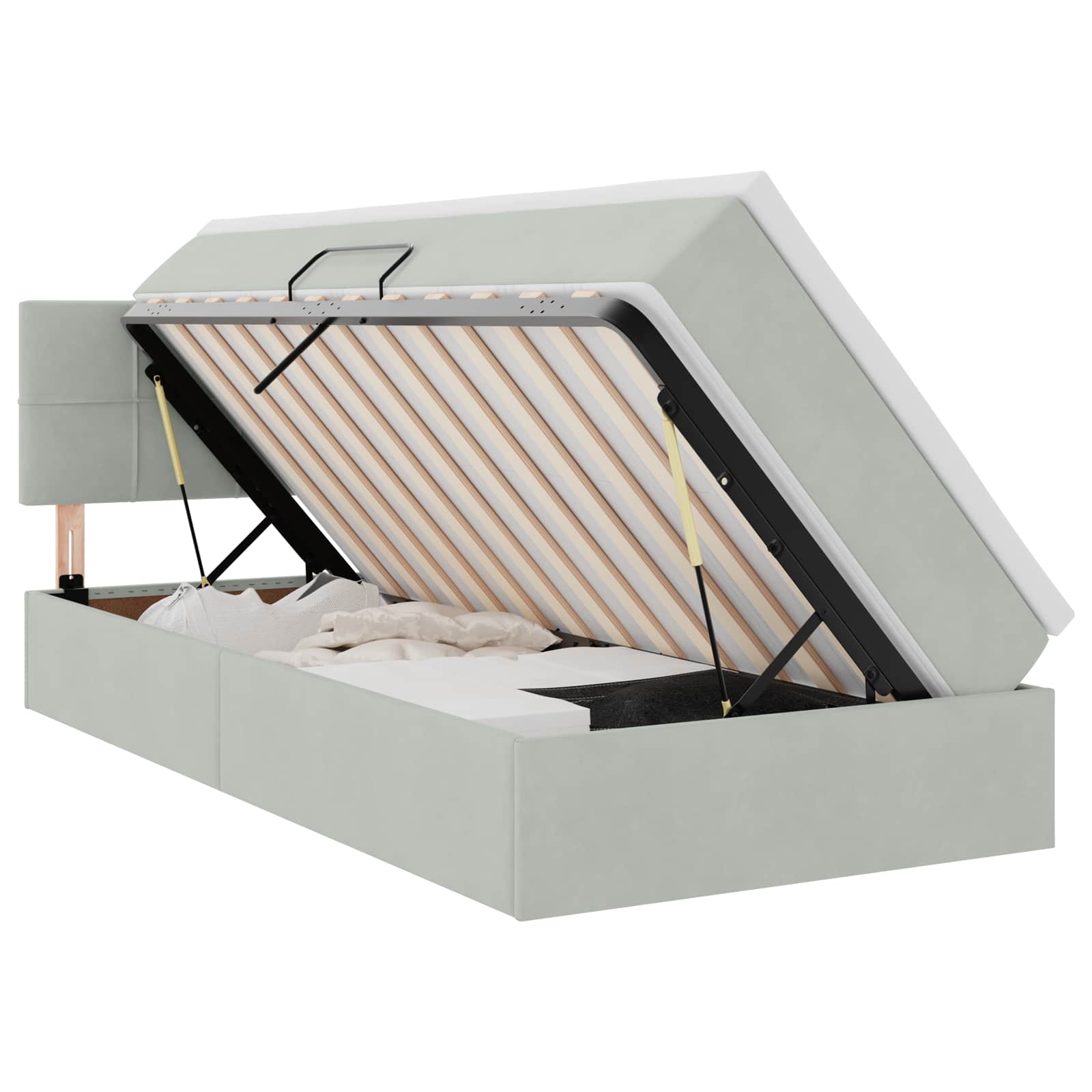 Lit avec rangement et LED Gris clair 90 x 200 cm Velours - XIOS