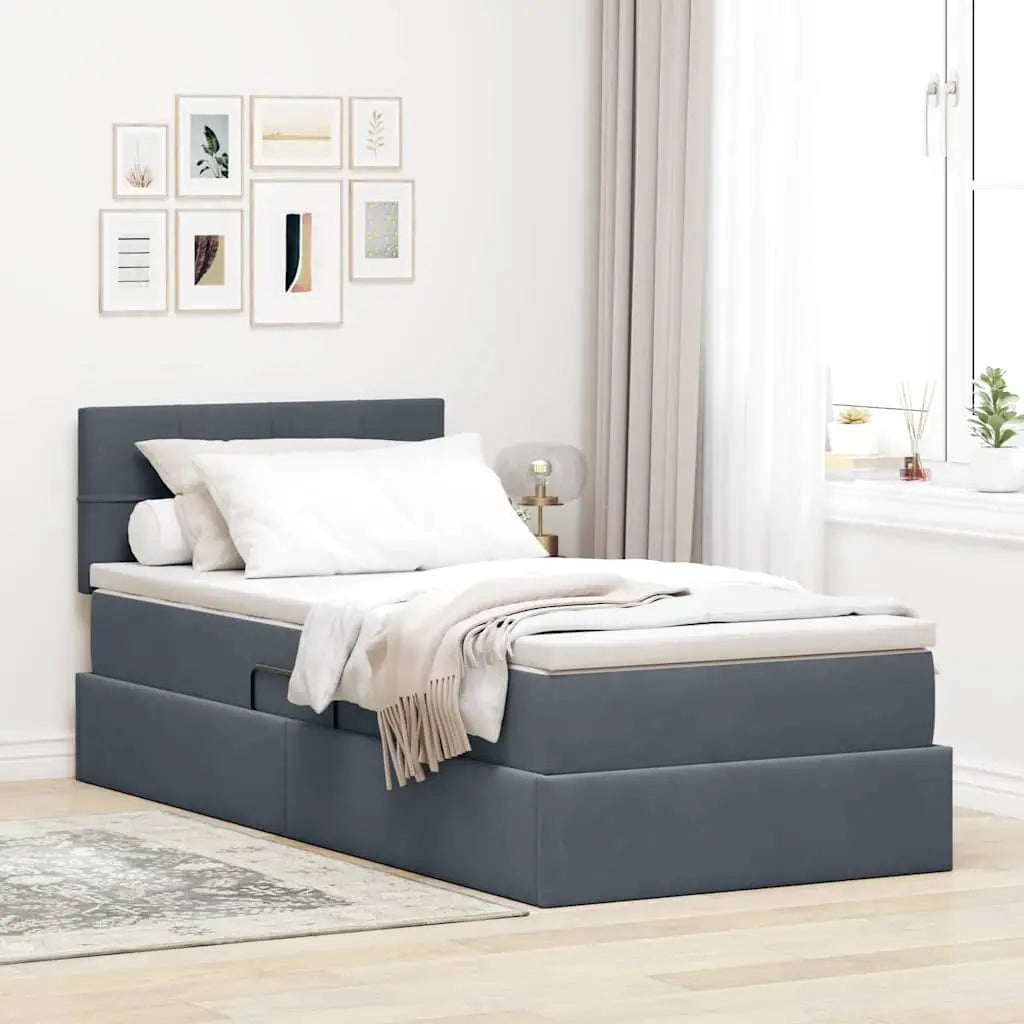 Lit de rangement LED avec matelas Gris foncé 90 x 200 cm - XIOS