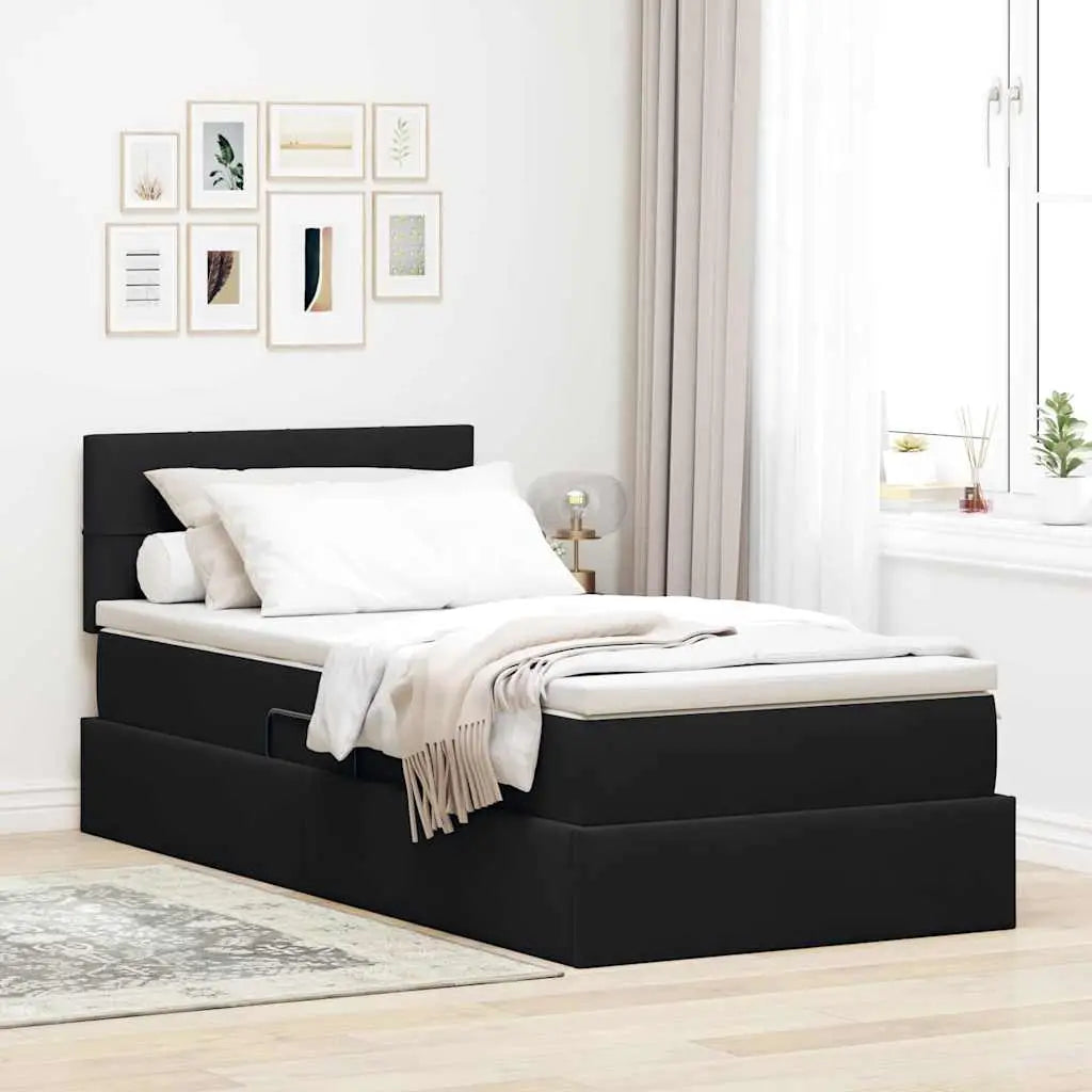 Lit de rangement LED avec matelas Noir 100 x 200 cm Velours - XIOS