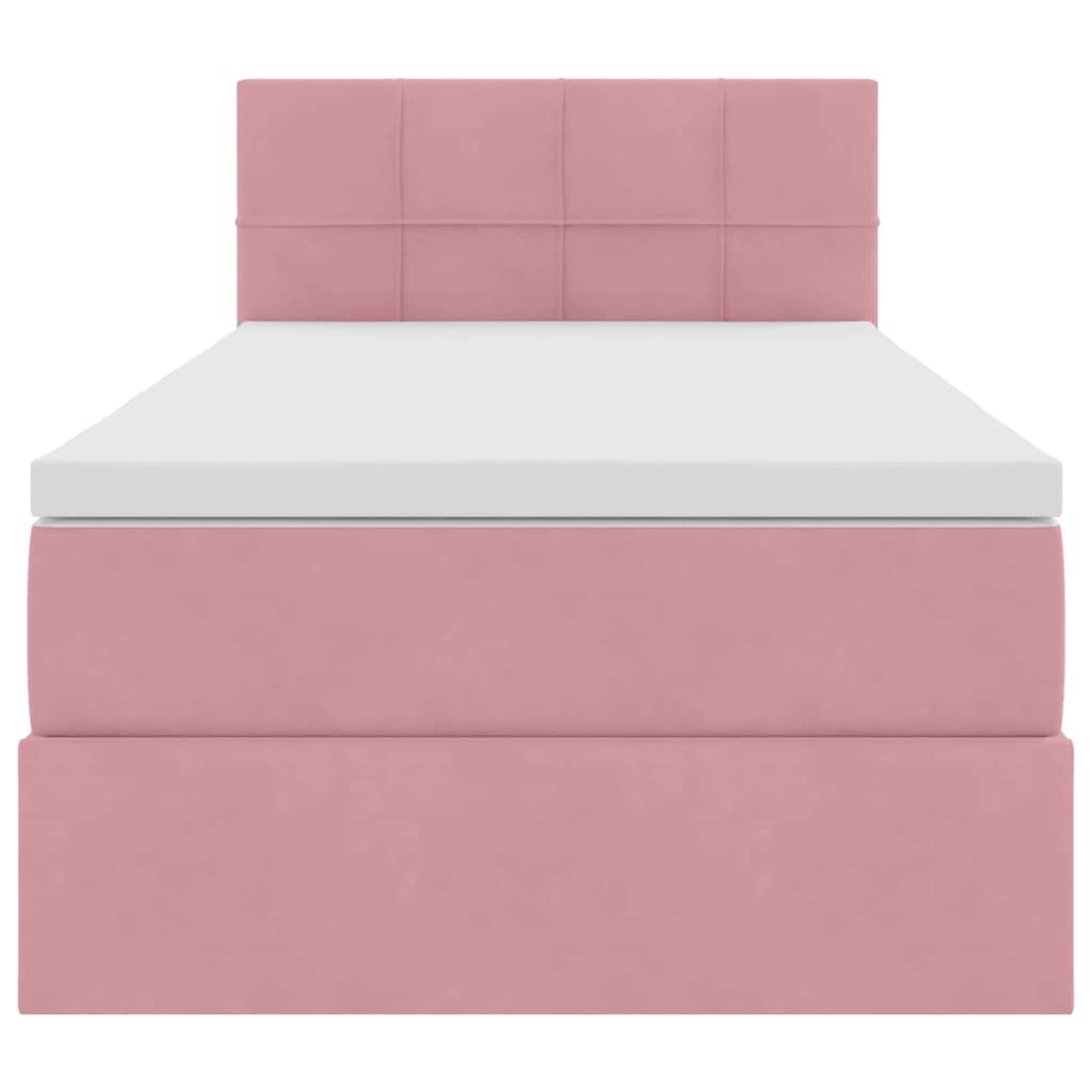 Lit de rangement LED avec matelas Rose 100 x 200 cm Velours