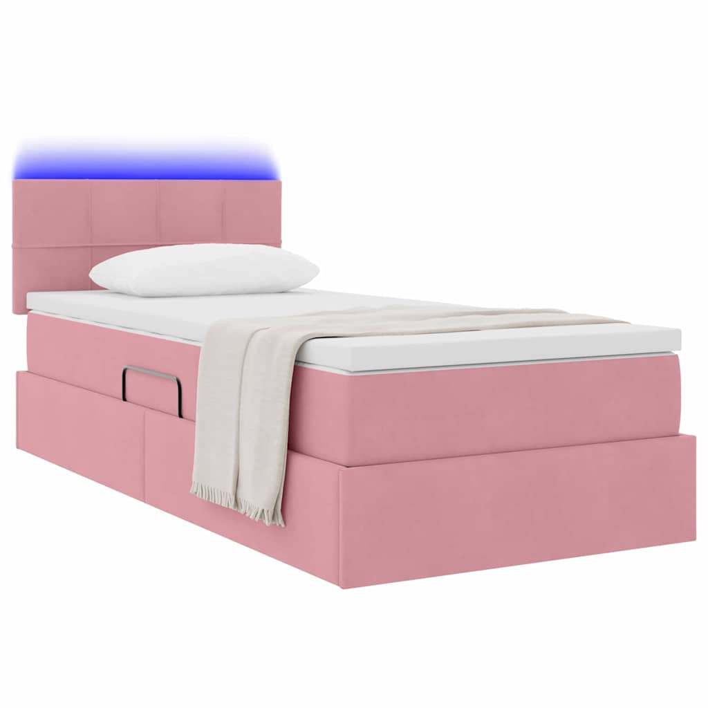 Lit de rangement LED avec matelas Rose 100 x 200 cm Velours