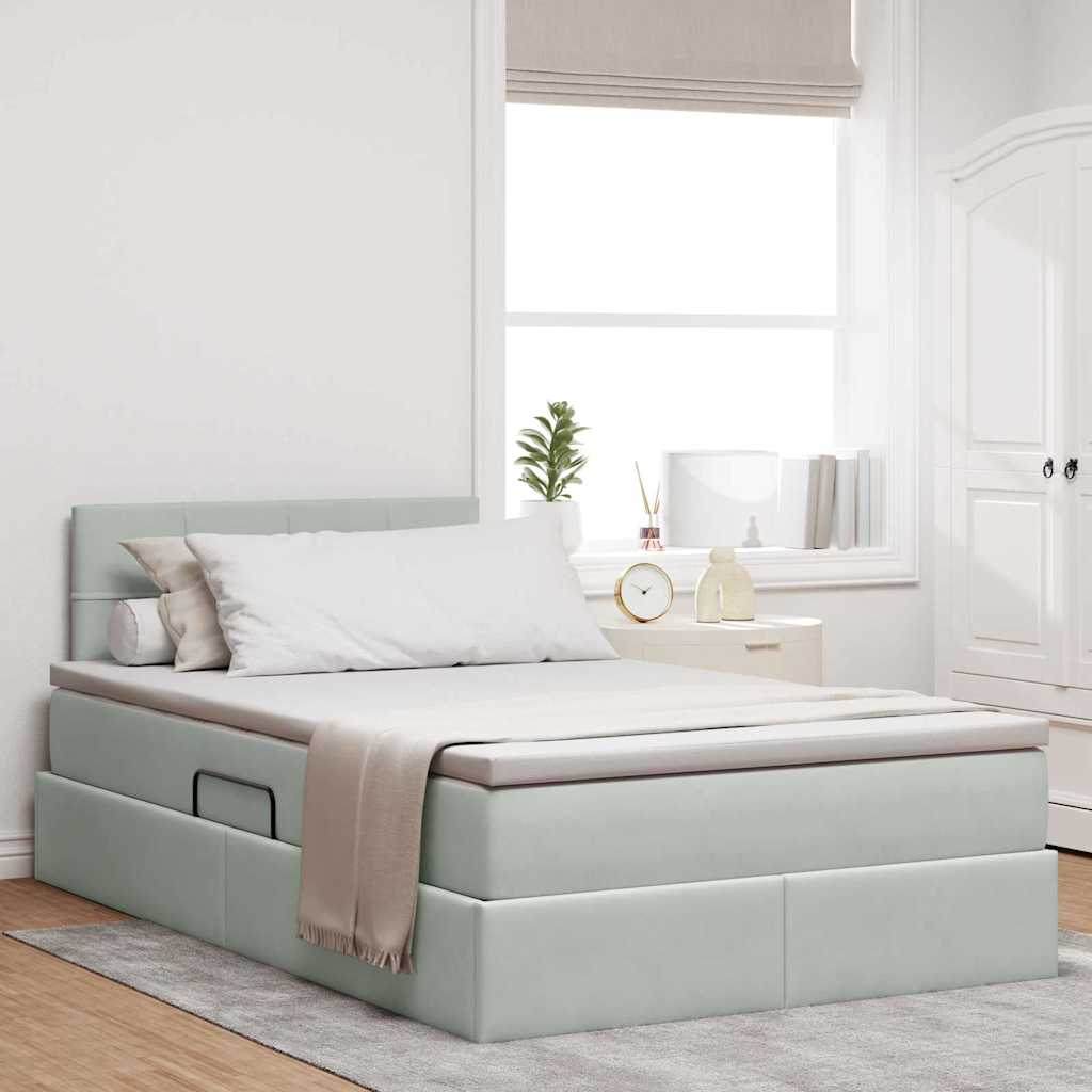 Lit avec rangement et LED Gris clair 120 x 190 cm Velours - XIOS