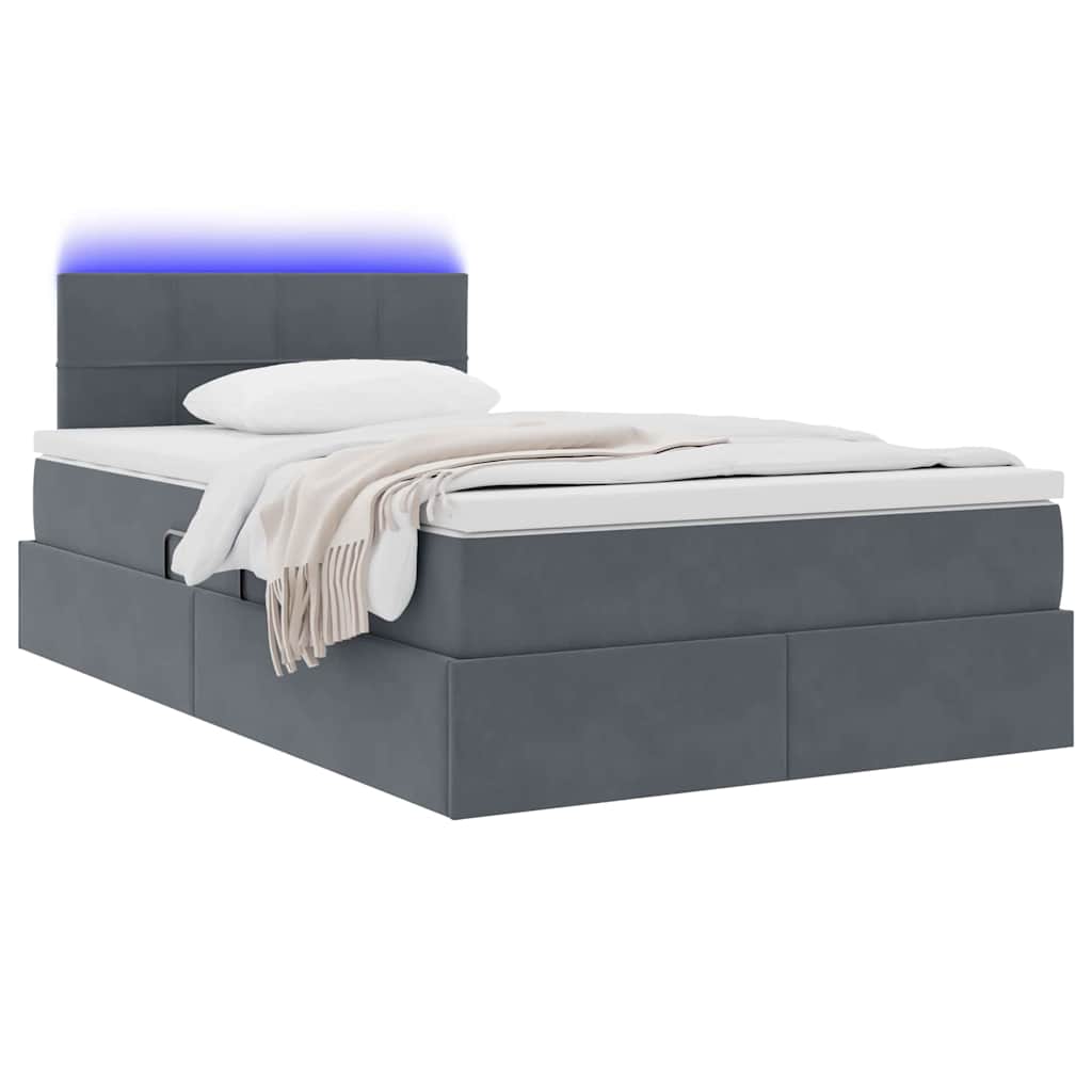 Lit avec rangement et LED Gris foncé 120 x 190 cm Velours - XIOS