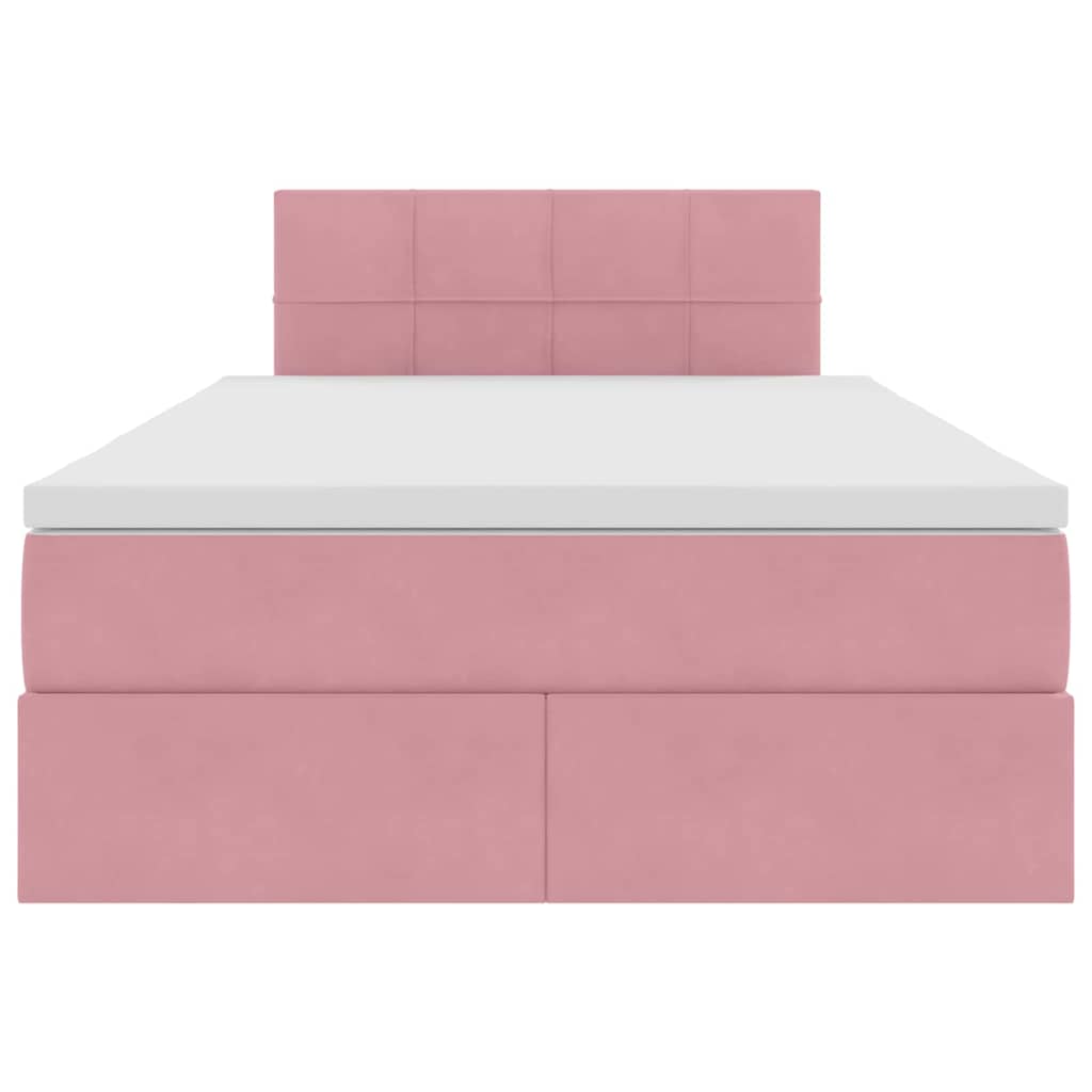 Lit avec rangement et LED Rose 120 x 190 cm Velours - XIOS