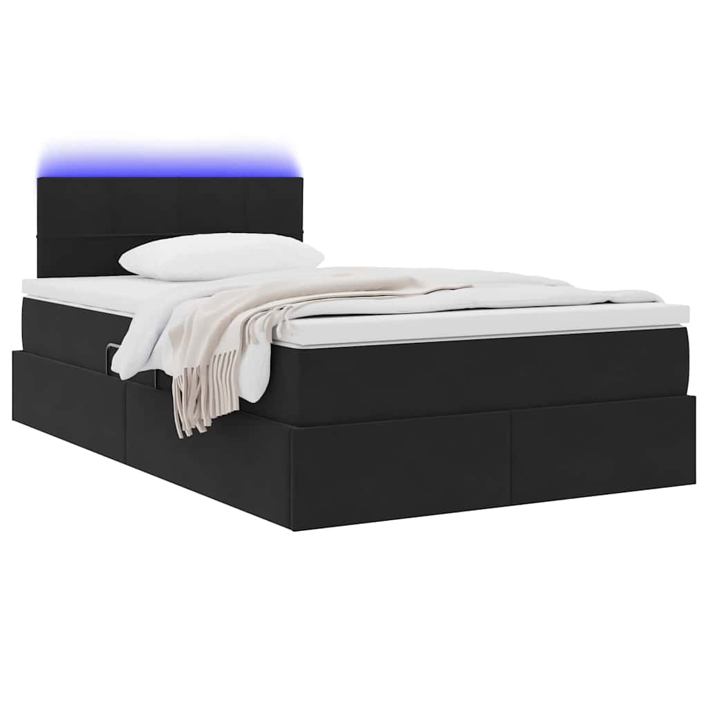 Lit avec rangement et LED avec LED Noir 120 x 200 cm Velours - XIOS