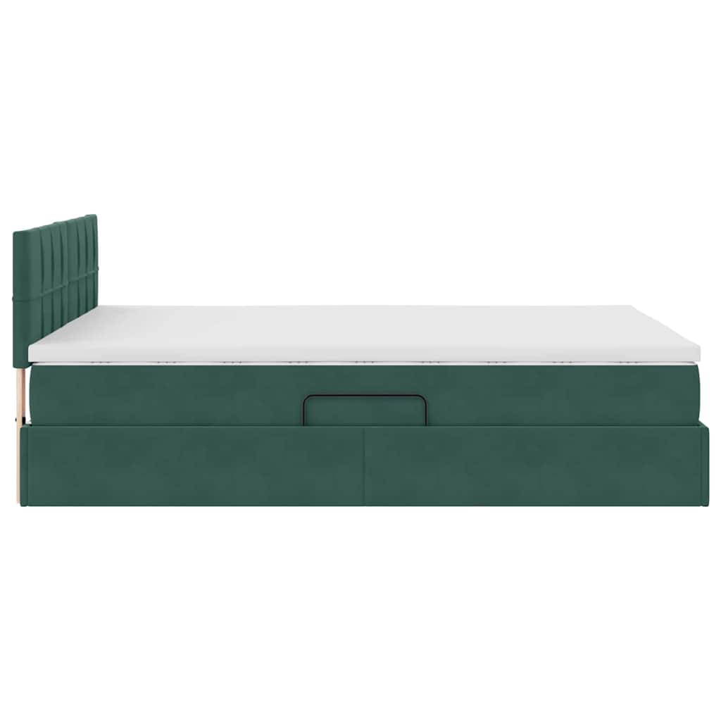 Lit avec rangement et LED Vert foncé 140 x 190 cm Velours - XIOS