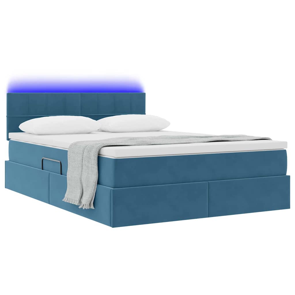 Lit de rangement LED avec matelas Bleu foncé 140 x 200 cm