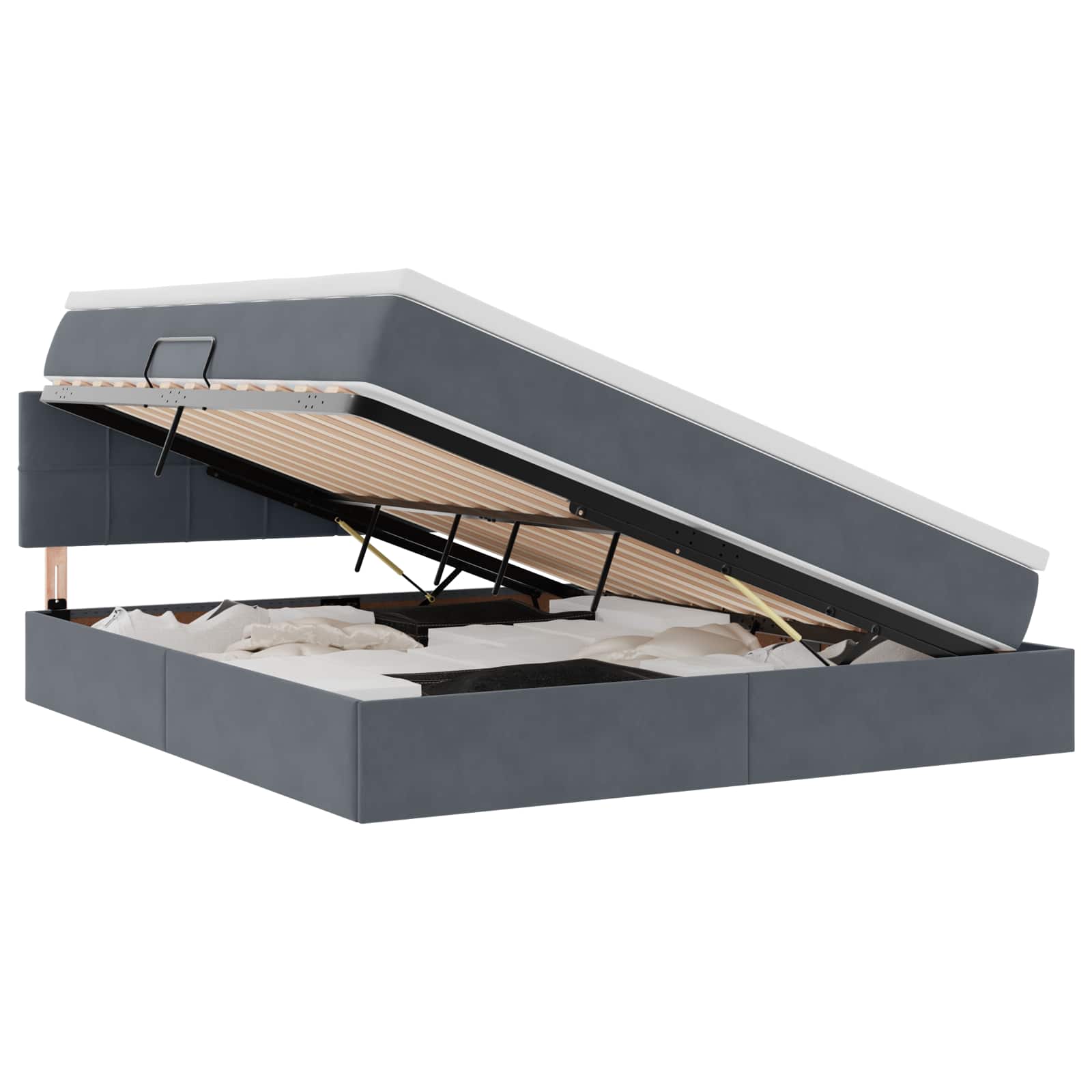 Lit avec rangement et LED Gris foncé 160 x 200 cm Velours - XIOS