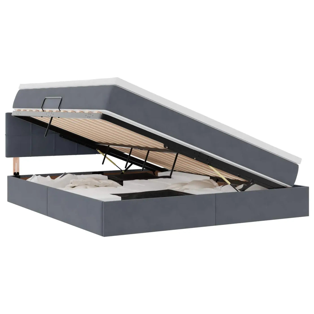 Lit de rangement LED avec matelas Gris foncé 160 x 200 cm - XIOS