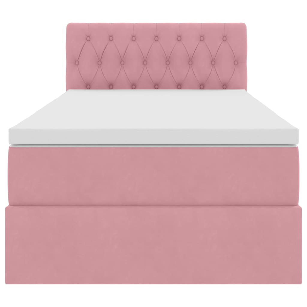 Lit de rangement LED avec matelas Rose 90 x 190 cm Velours