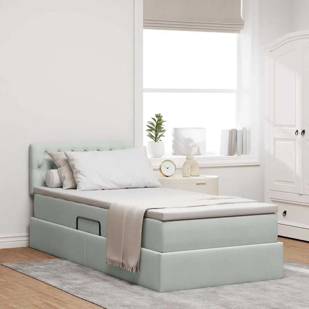 Lit de rangement LED avec matelas Gris clair 90 x 200 cm - XIOS