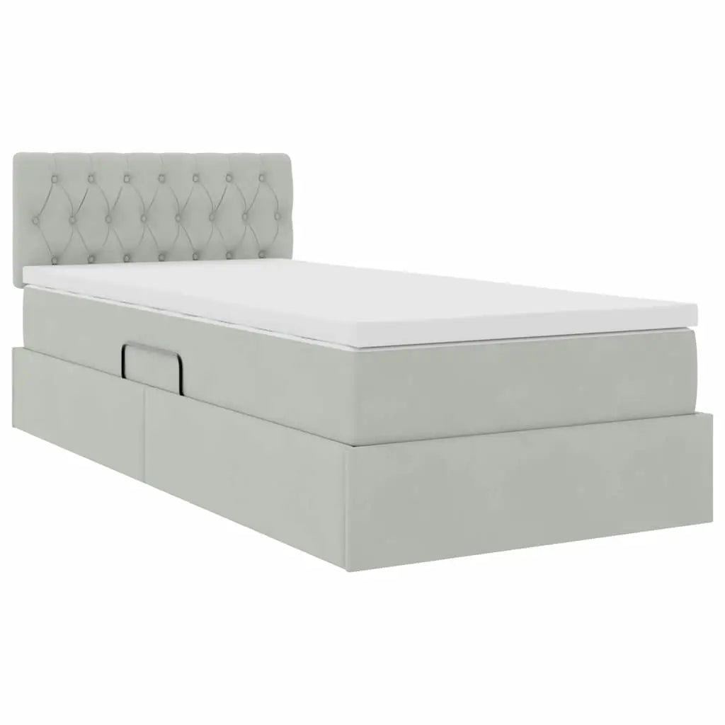 Lit de rangement LED avec matelas Gris clair 90 x 200 cm - XIOS