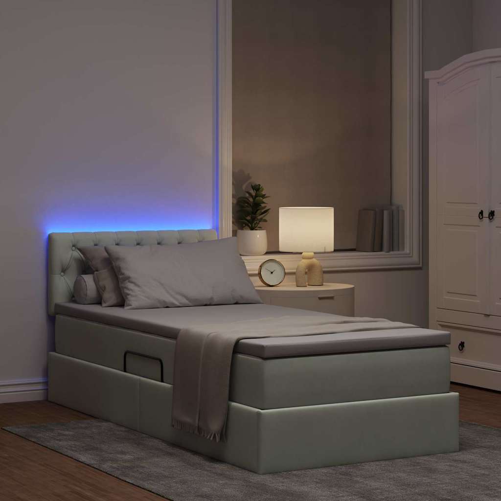 Lit de rangement LED avec matelas Gris clair 100 x 200 cm