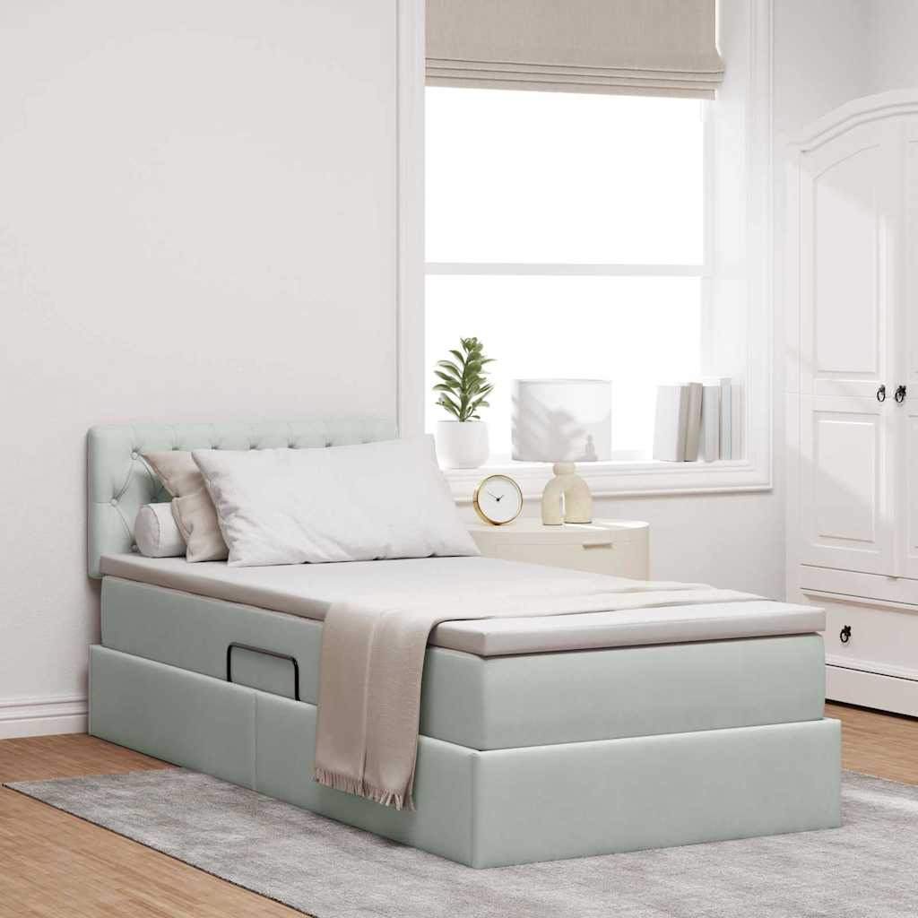 Lit de rangement LED avec matelas Gris clair 100 x 200 cm