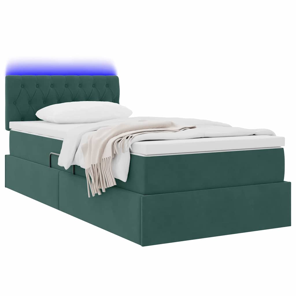 Lit de rangement LED avec matelas Vert foncé 100 x 200 cm - XIOS
