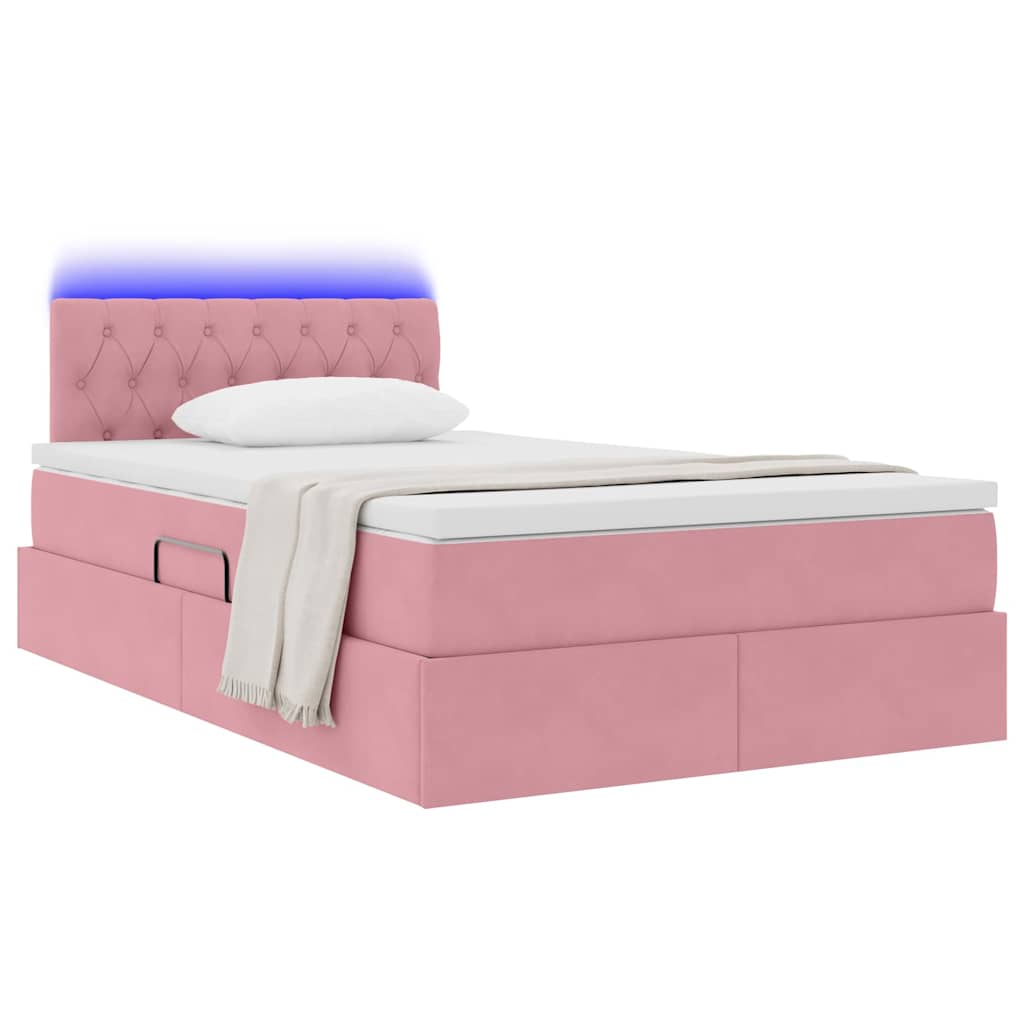 Lit avec rangement et LED Rose 120 x 190 cm Velours - XIOS