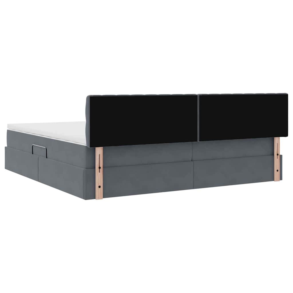 Lit avec des lumières à LED Gris foncé 200 x 200 cm Velours - XIOS