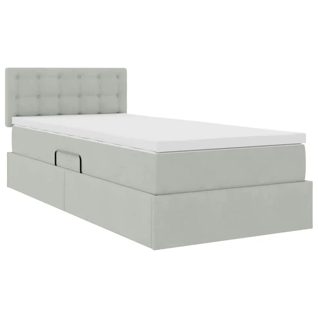 Lit de rangement LED avec matelas Gris clair 90 x 200 cm - XIOS
