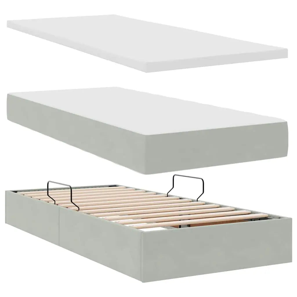 Lit de rangement LED avec matelas Gris clair 90 x 200 cm - XIOS