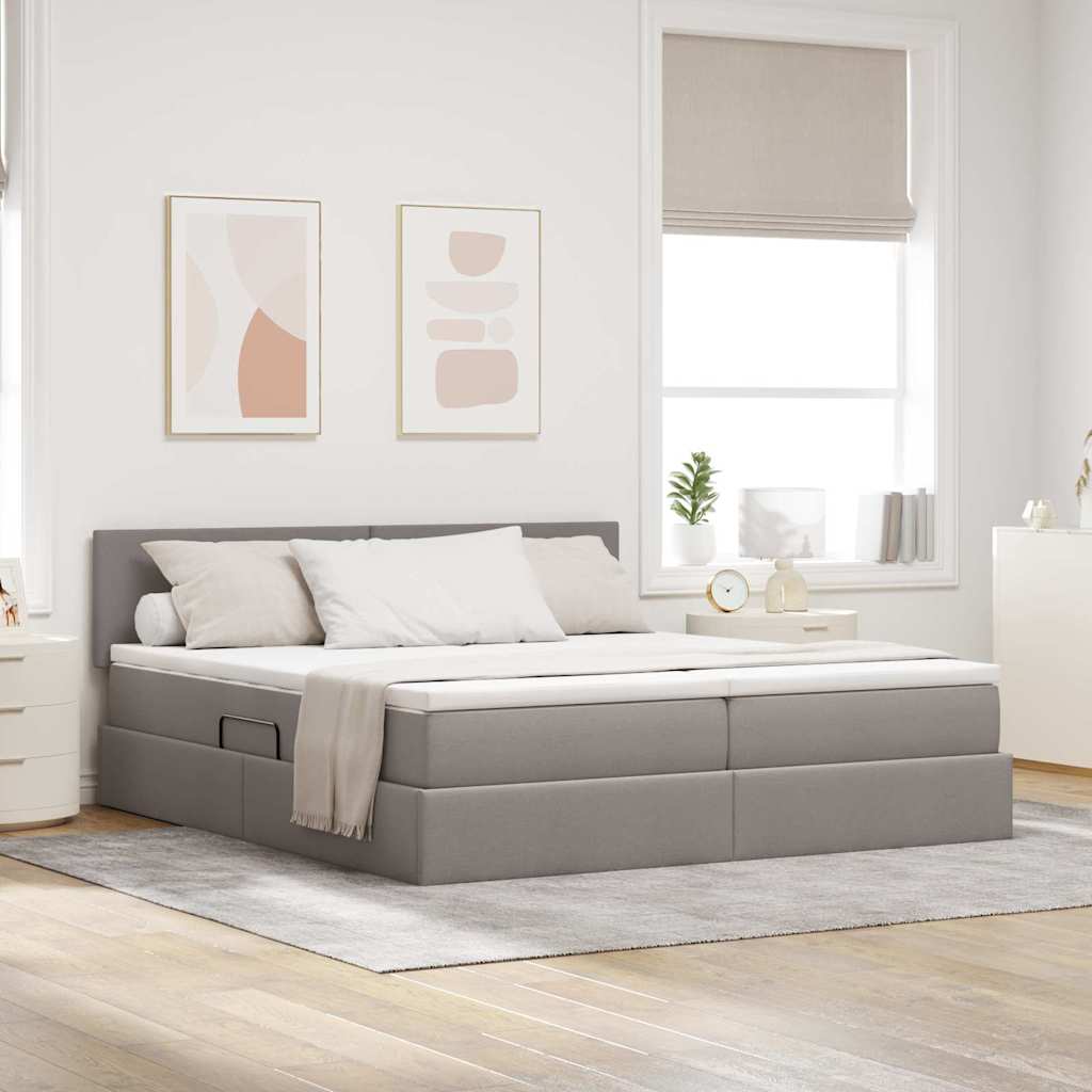 Lit avec des lumières à LED Taupe 180 x 200 cm tissu - XIOS