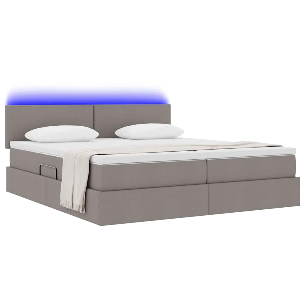 Lit avec des lumières à LED Taupe 180 x 200 cm tissu - XIOS