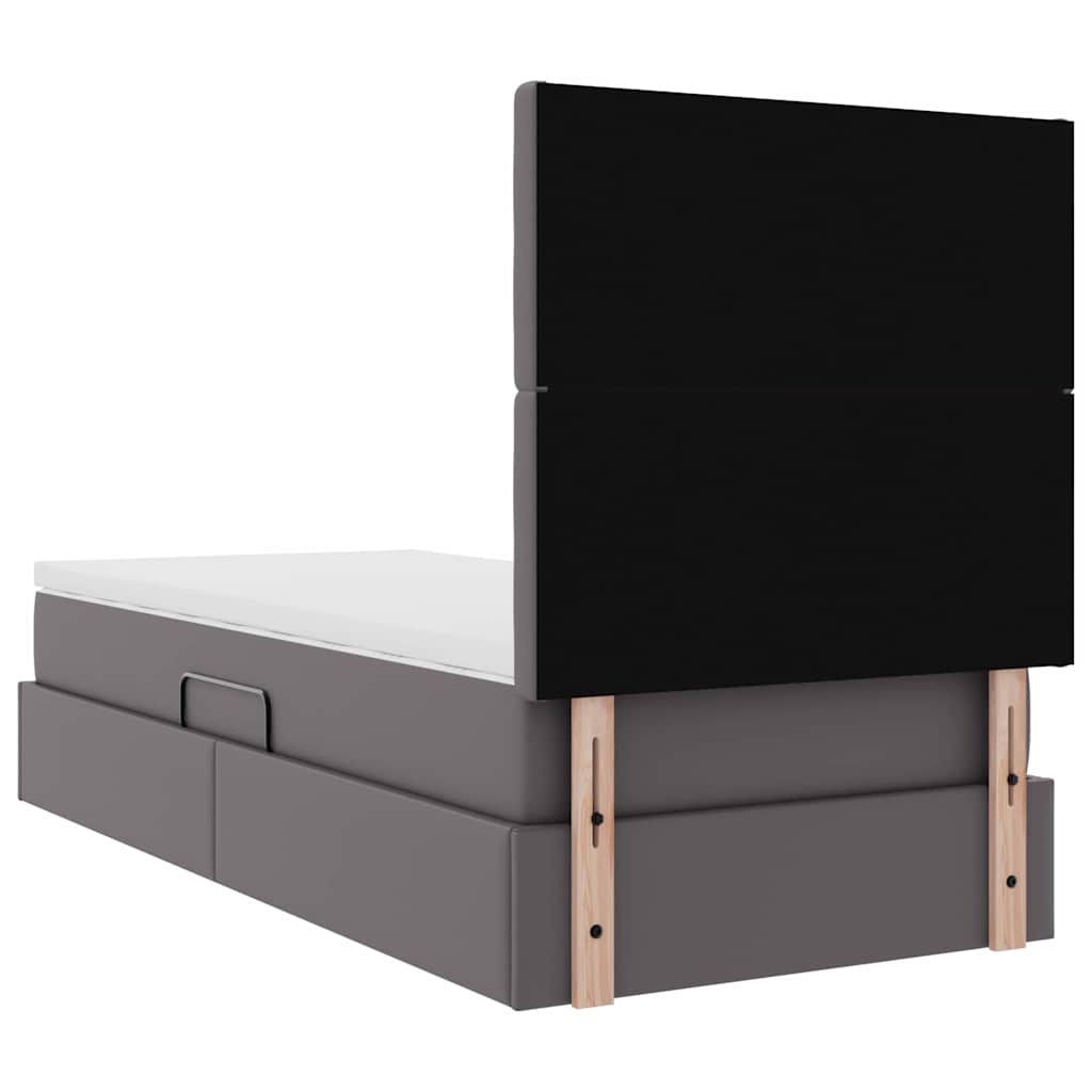 Lit de Rangement avec matelas Gris 90 x 190 cm Cuir synthétique - XIOS