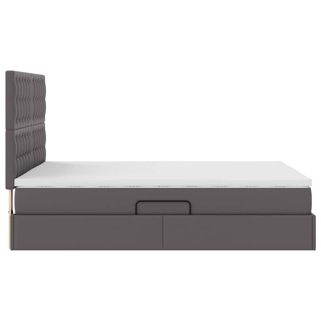 Lit de Rangement Gris 140 x 190 cm Cuir synthétique