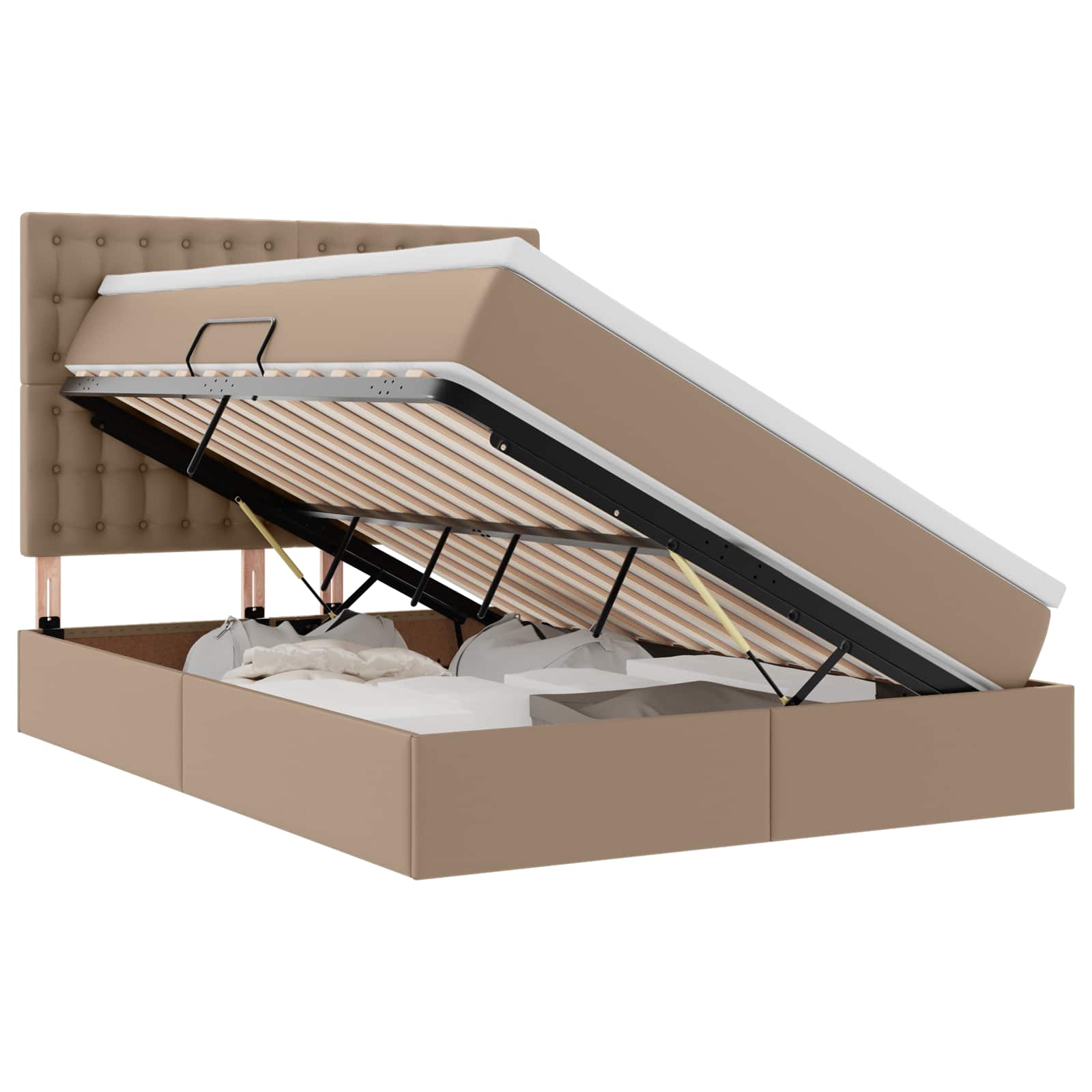 Lit de Rangement Cappuccino 140 x 200 cm Cuir synthétique