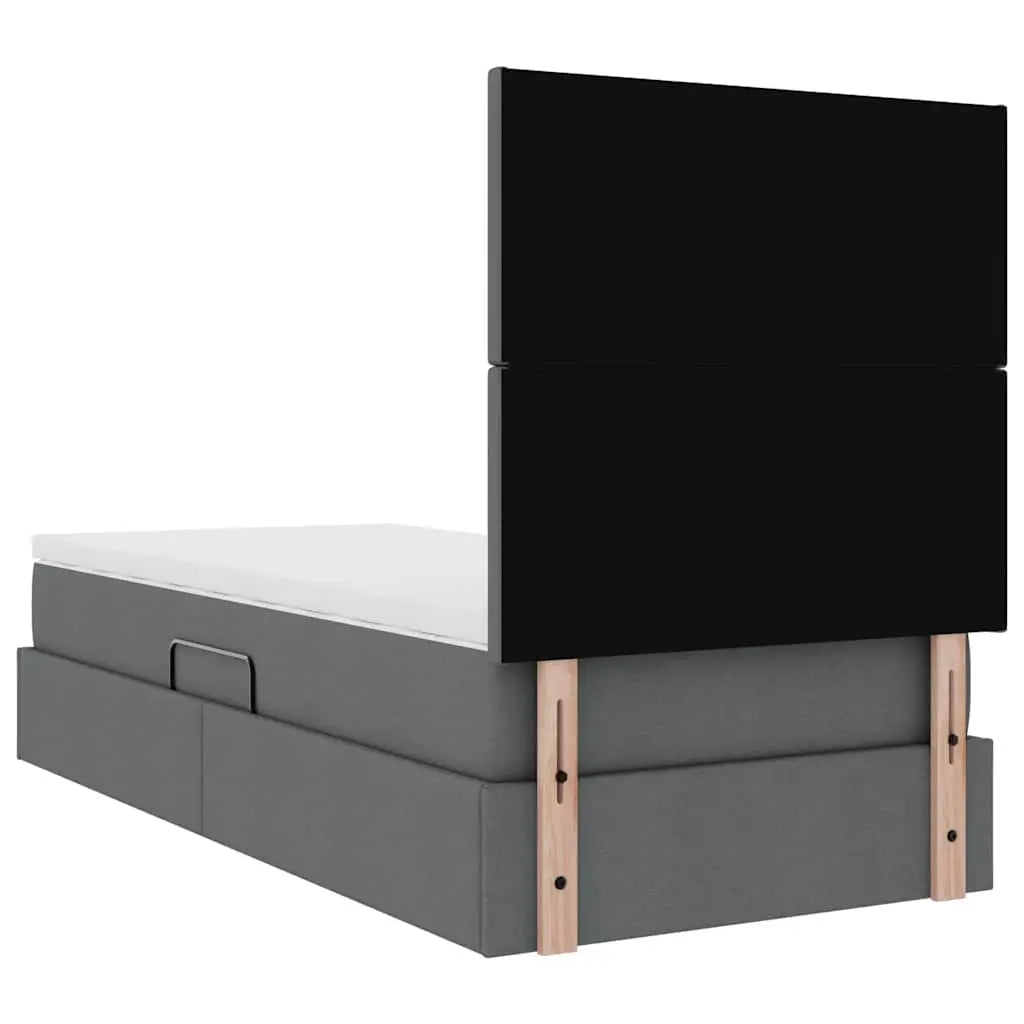 Lit avec rangement et matelas Gris foncé 90 x 200 cm tissu - XIOS