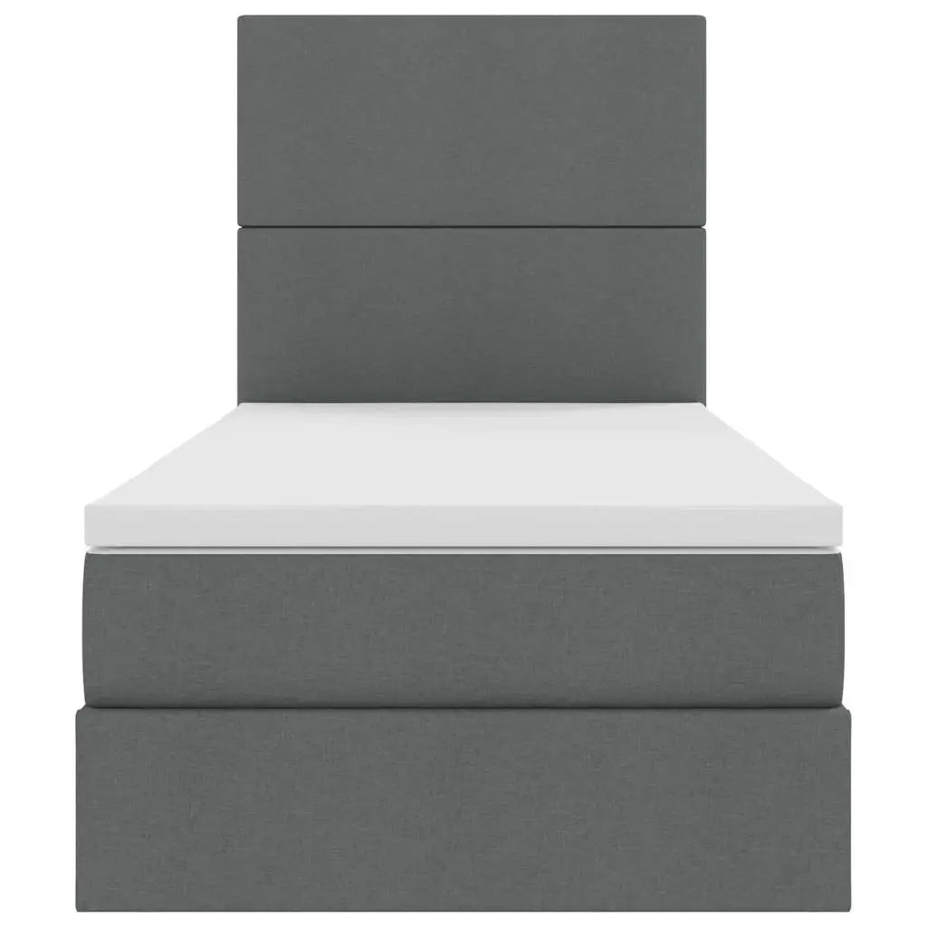 Lit avec rangement et matelas Gris foncé 90 x 200 cm tissu - XIOS