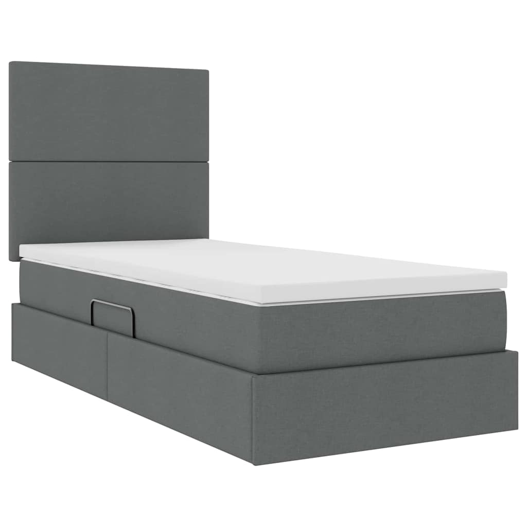 Lit avec rangement et matelas Gris foncé 100 x 200 cm Polyester - XIOS