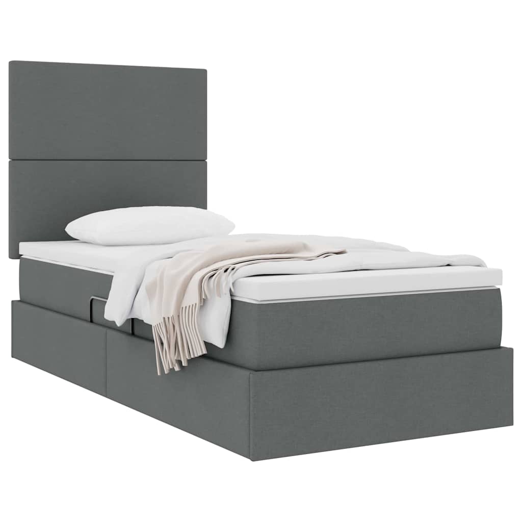 Lit avec rangement et matelas Gris foncé 100 x 200 cm Polyester - XIOS