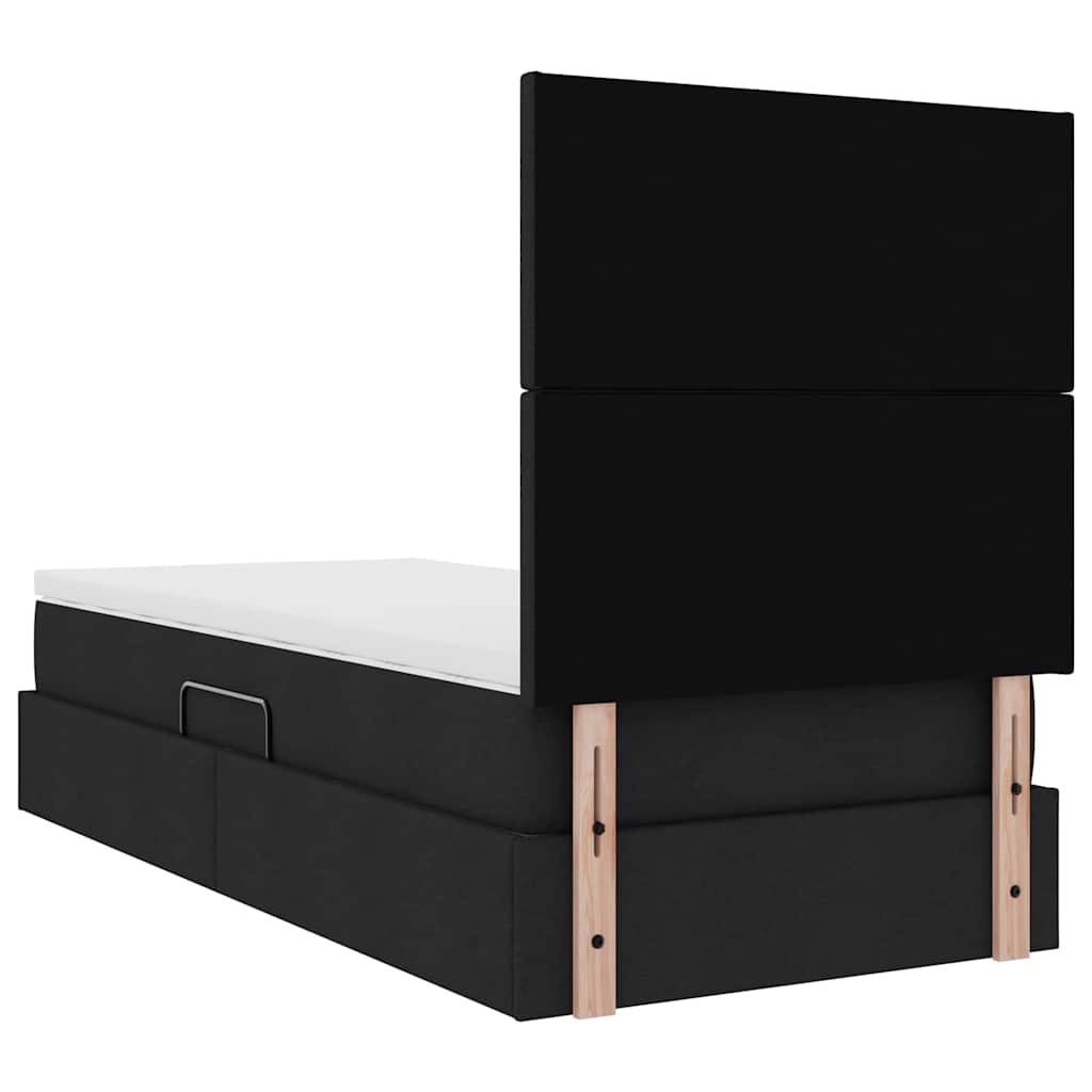 Lit avec rangement et matelas Noir 100 x 200 cm Polyester - XIOS