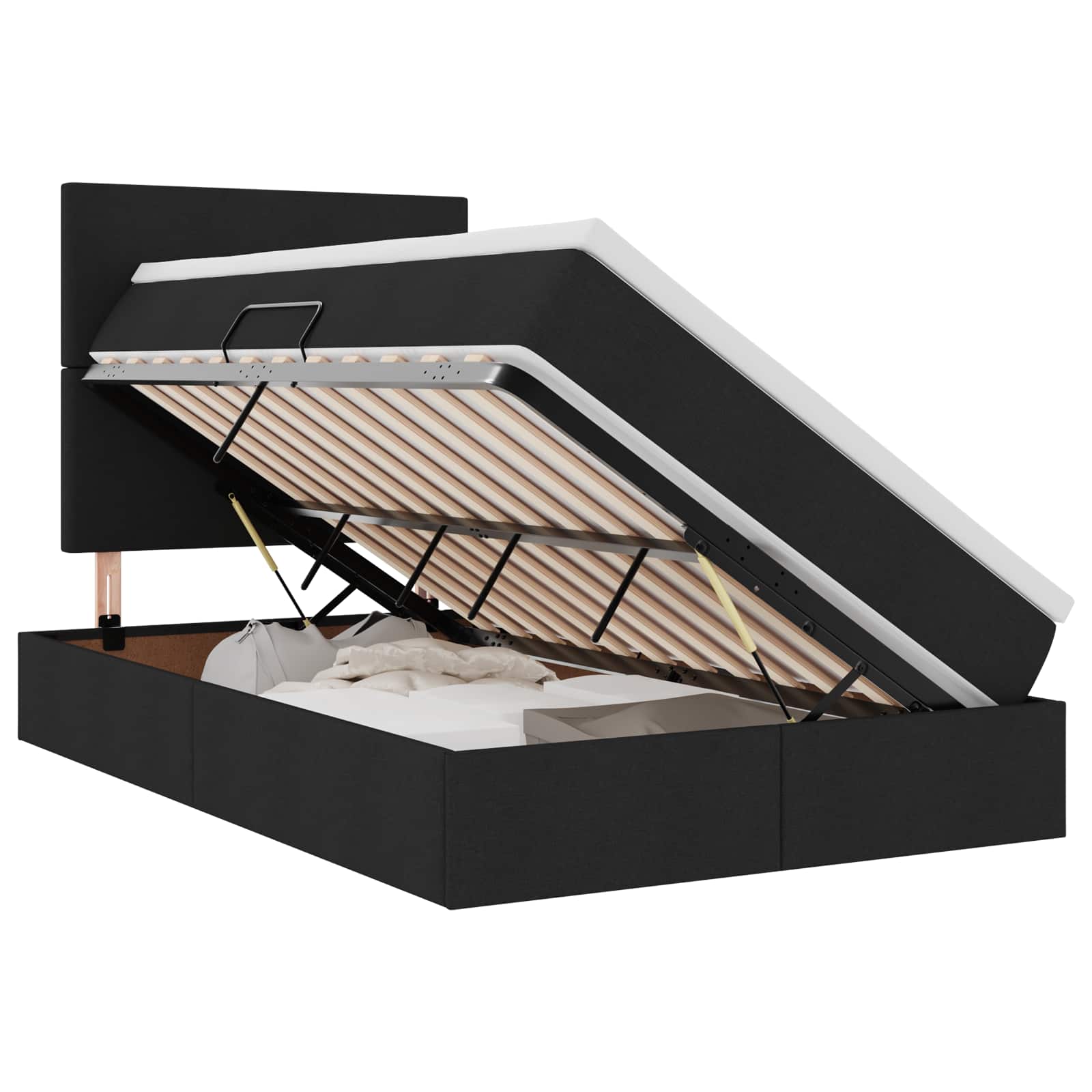 Lit avec rangement et matelas Noir 120 x 200 cm Polyester - XIOS