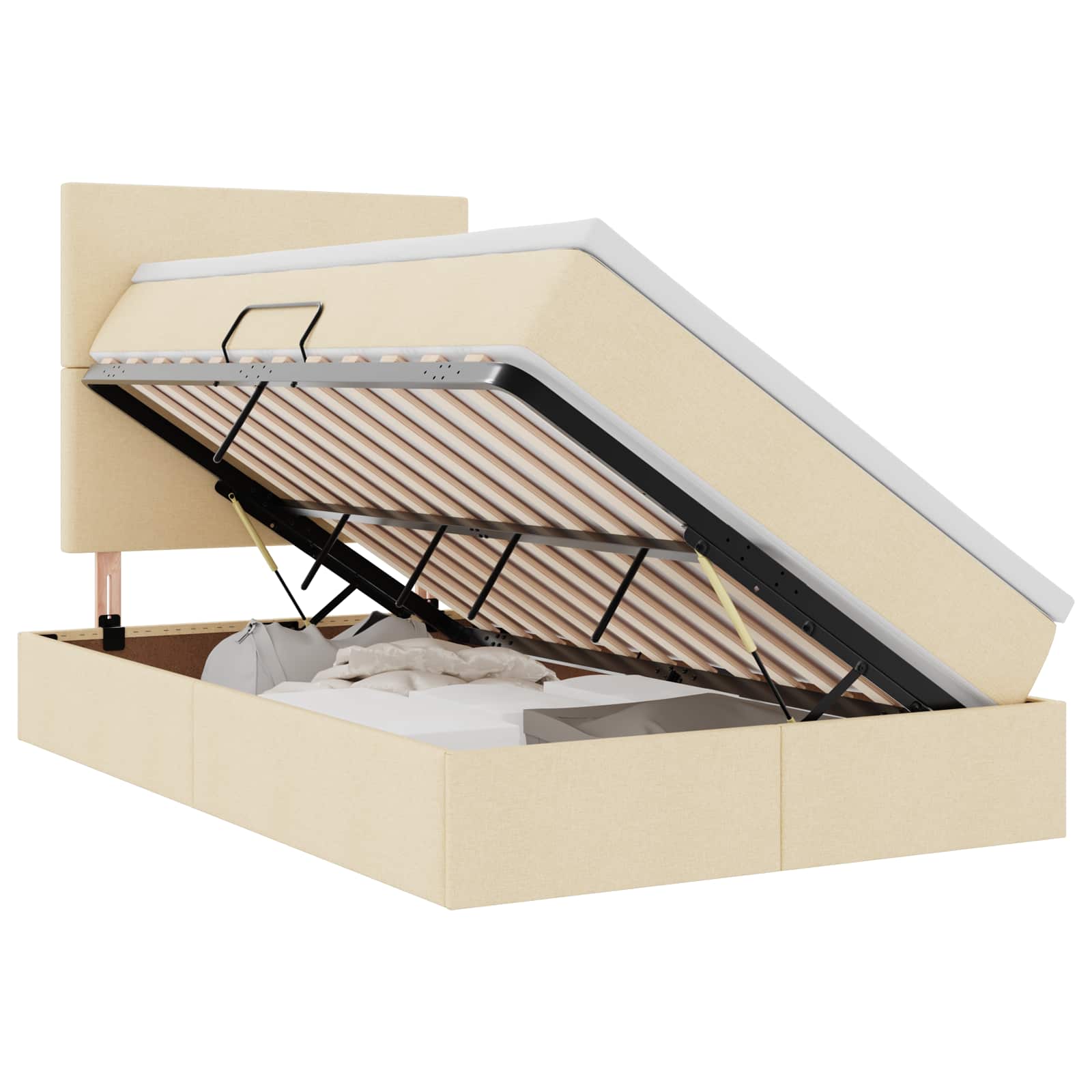 Lit avec rangement et matelas Crème 120 x 200 cm Polyester - XIOS