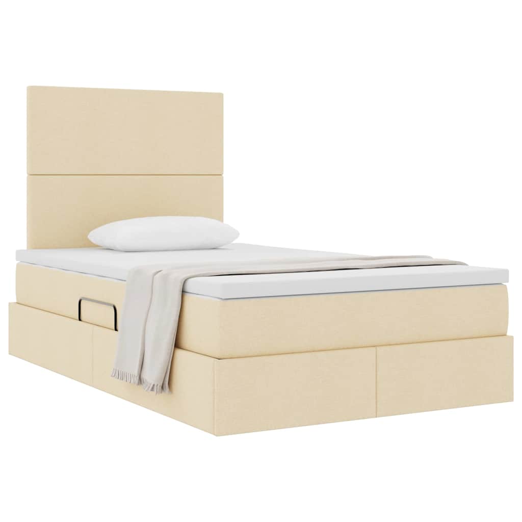 Lit avec rangement et matelas Crème 120 x 200 cm Polyester - XIOS