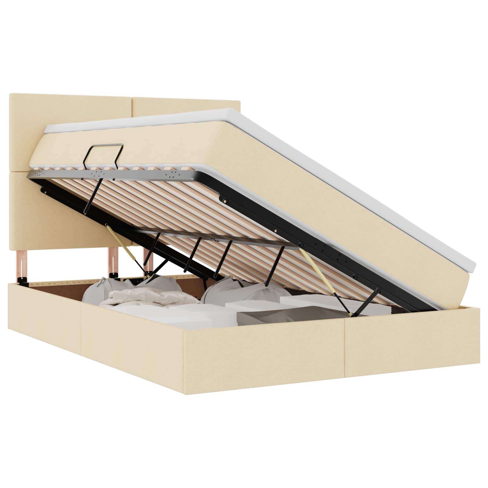 Lit avec rangement et matelas Crème 140 x 190 cm Polyester - XIOS
