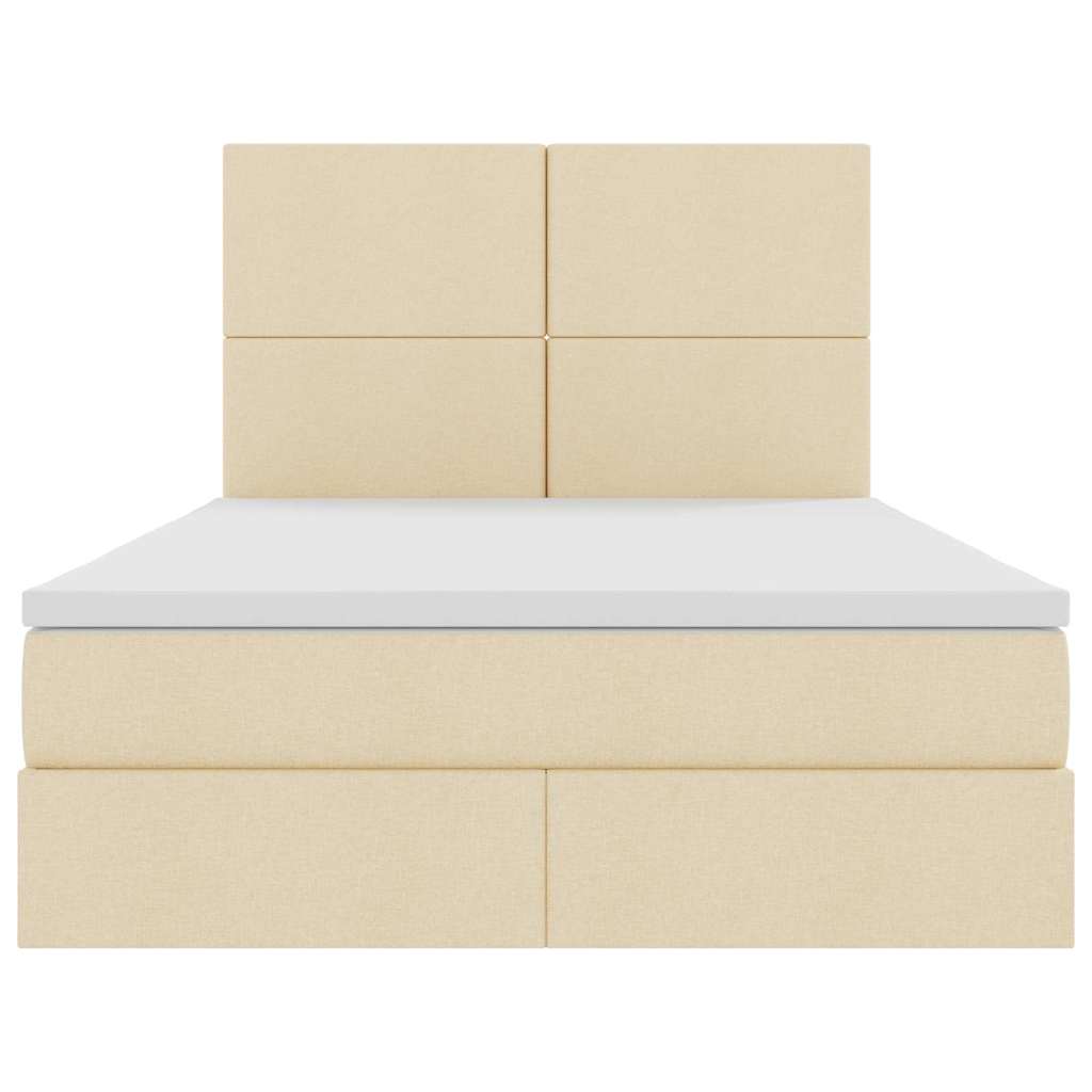 Lit avec rangement et matelas Crème 140 x 190 cm Polyester - XIOS