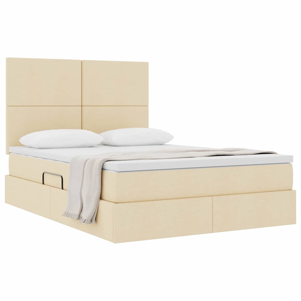 Lit avec rangement et matelas Crème 140 x 190 cm Polyester - XIOS