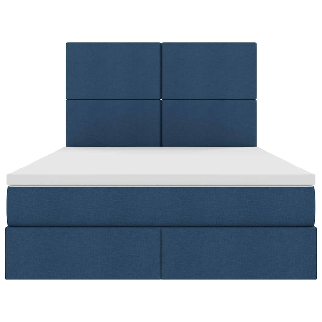 Lit avec rangement et matelas Bleu 140 x 190 cm Polyester - XIOS