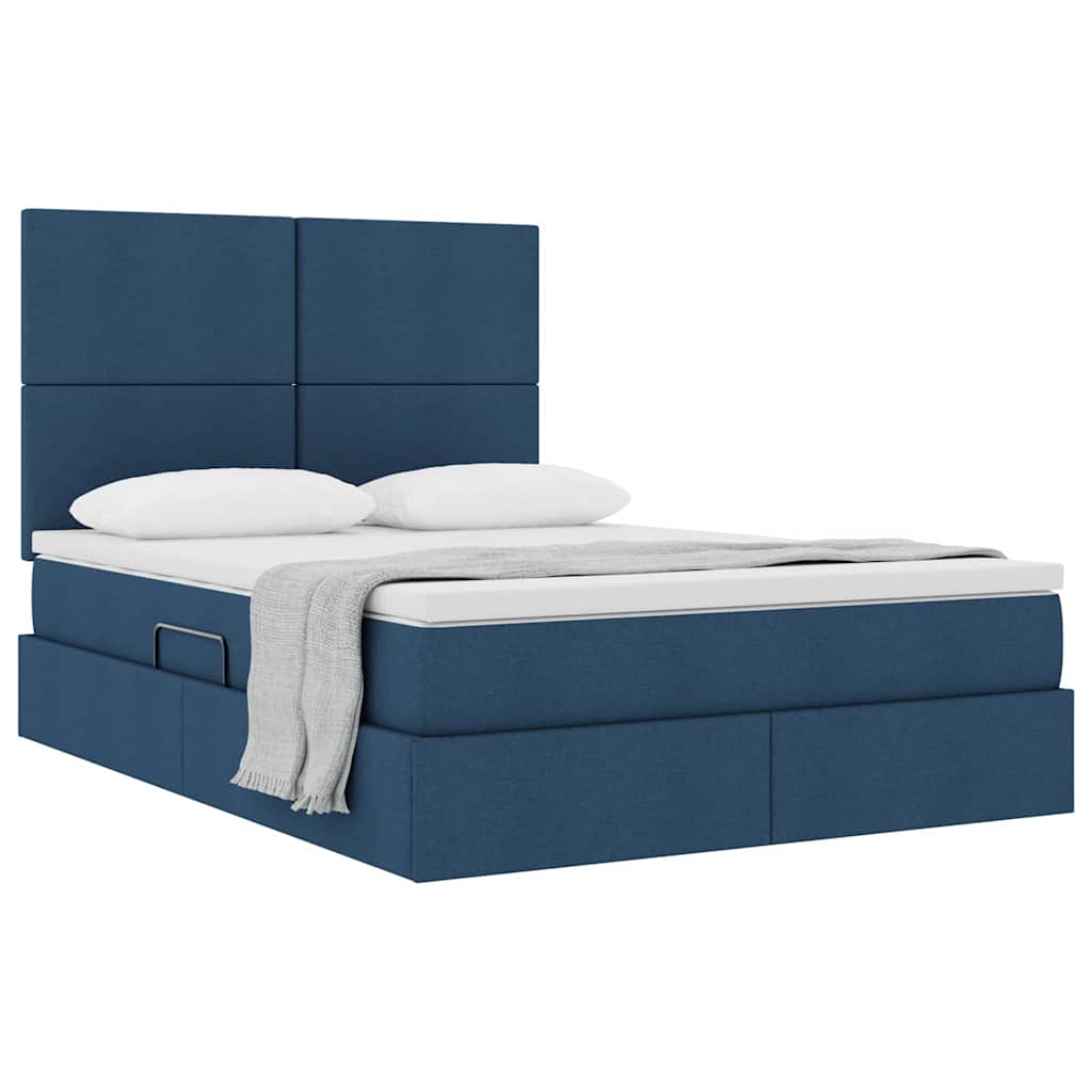 Lit avec rangement et matelas Bleu 140 x 200 cm Polyester - XIOS