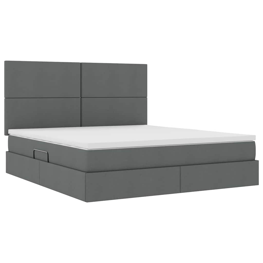 Lit avec rangement et matelas Gris foncé 160 x 200 cm Polyester - XIOS
